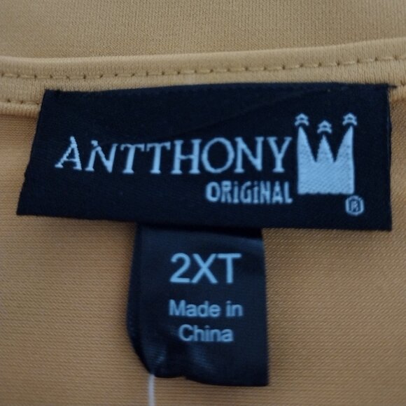 Antthony Originals: 2 pc. Mesh Knit Pant Set, Size 2XT, Mustard Yellow, Brown - Picture 10 of 12